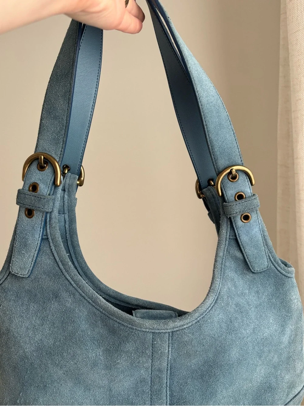 Vintage coach pool blue suede soho slim hobo bag